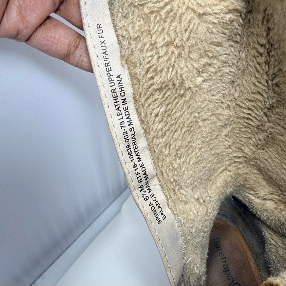 Vtg Baretraps Y2K Tan Genuine Suede Faux Fur Lining Wedge Boots Women’s US 8.5 M - Picture 10 of 15